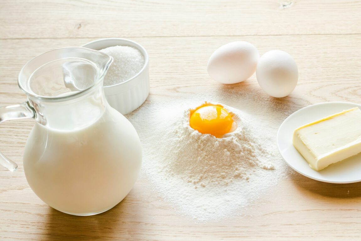 Basic ingredients for sweet bread (panettone)