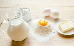 Basic ingredients for sweet bread (panettone)