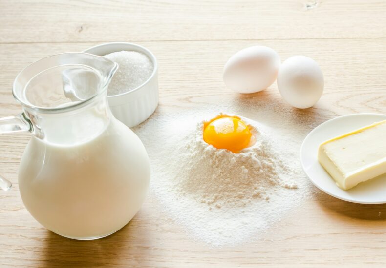 Basic ingredients for sweet bread (panettone)