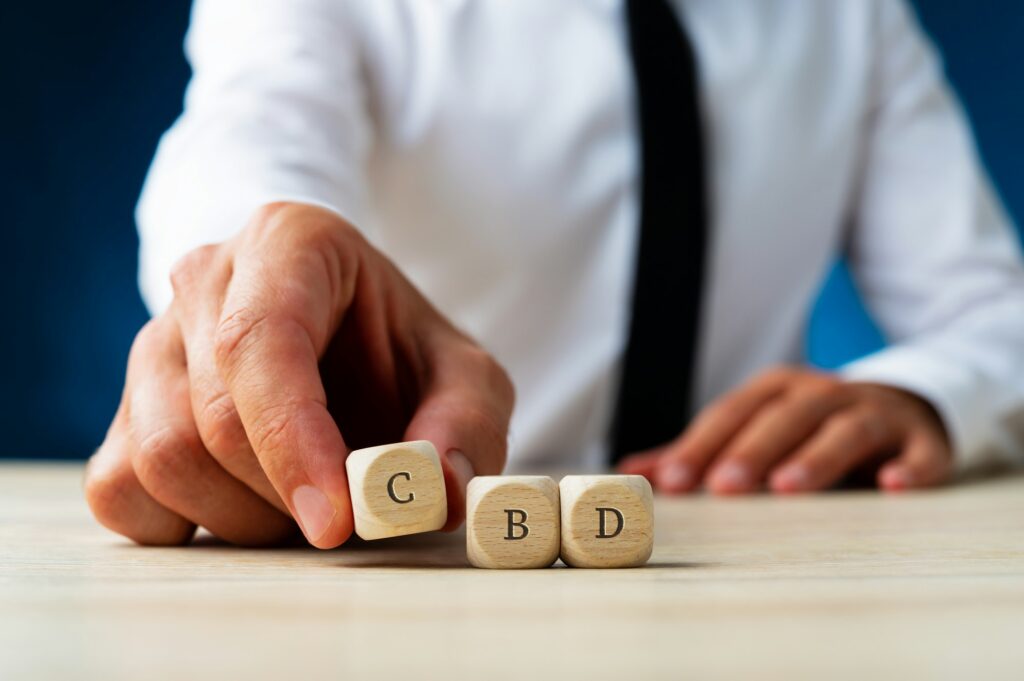 CBD sign on wooden dices